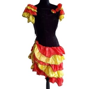 Spanish costume Fiesta, Mexican Halloween Costume Orange Yellow Striped  XS